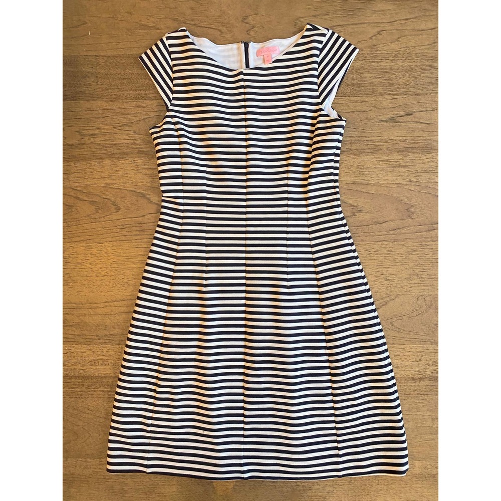 Lilly Pulitzer Brielle Fit and Flare Dress in Navy and White